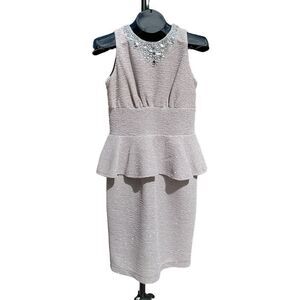 Jackie Jon Silver Sparkle Gray  Business Cocktail Dress Size 4